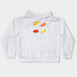 Fall Leaves (White Background) Kids Hoodie